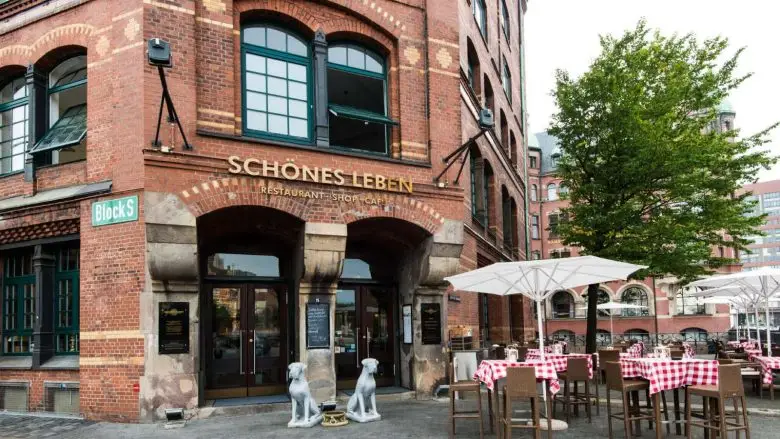 Foto der Adresse des Restaurants Schönes Hamburg in der Speicherstadt, mit Hinweisen zu Anfahrt und Parken.